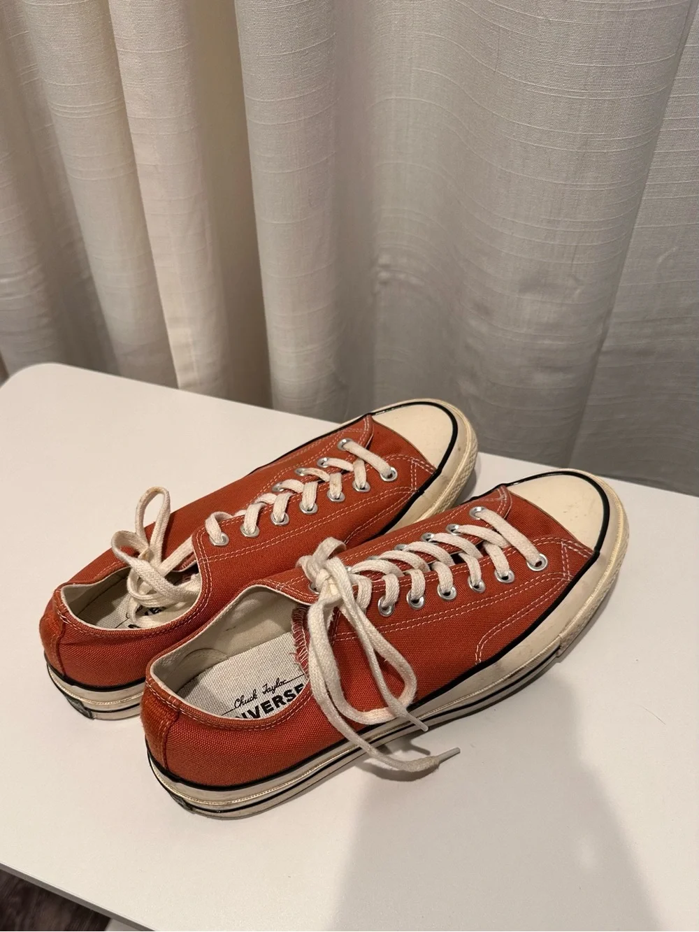 Converse Chuck Taylor 70s Low-Top Canvas Sneakers in Rust Orange and White